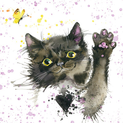 Black cat high five